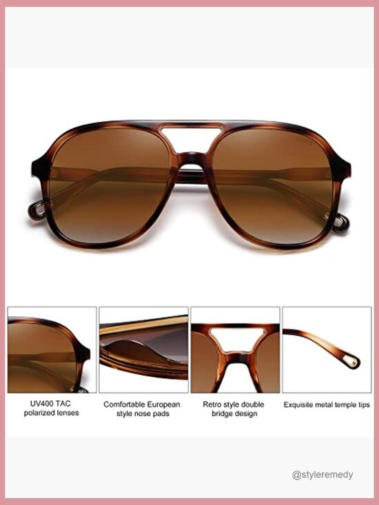 Retro Polarized Aviator Sunglasses with UV400 TAC Lenses main image 2